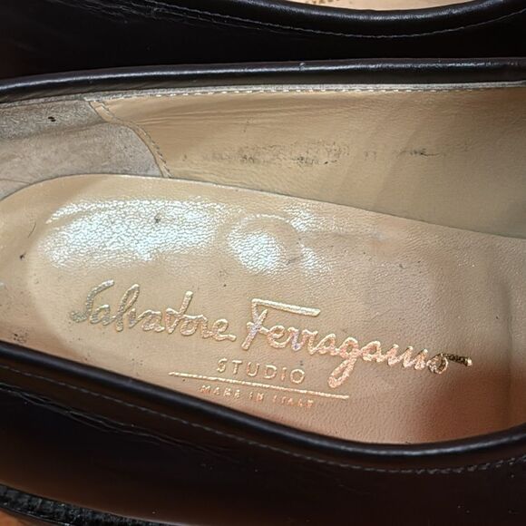 Salvatore Ferragamo Pompei Loafer Black Leather Mens Size 9.5 B - Picture 4 of 11